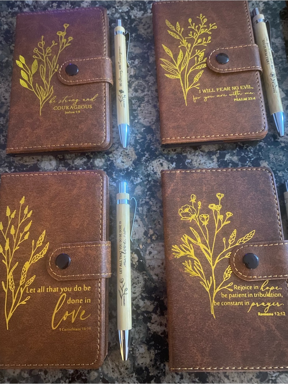 Mini Faux/Vegan Leather Religious Journal with Matching Pen - CHOOSE ONE - Picture 3 of 13